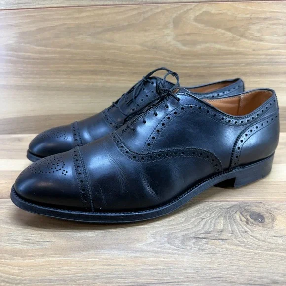 Alden Medallion Cap Toe Mens 11 A/C Black Leather Dress Shoes 909